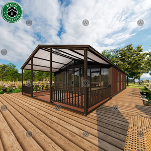 Maison conteneur pliable et extensible en forme de L avec façade entièrement vitrée pour camping en milieu rural, site touristique, séjour court pour touristes - Product Image 3