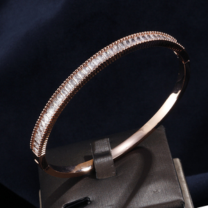 Bracelet RAKOL BP158, bijoux de mariage, luxe, rectangle, zircon, mode, CZ - Product Image 1