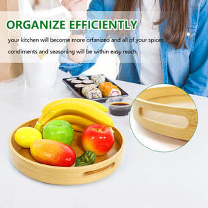 Современный автоматический вращающийся на 360 градусов экологически чистый бамбуковый поворотный поднос с лаком для кухни, ванной комнаты, гостиной - Product Image 2