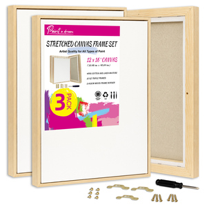 Paquete de 3 Marcos Flotantes de 12x16 Pulgadas, Envueltos <span class=keywords><strong>en</strong></span> Lona, Mezcla de Algodón y Lino (400 GSM), Lienzos <span class=keywords><strong>en</strong></span> Blanco de 15 oz Sin Ácido para Óleos y Acrílicos - Product Image 1