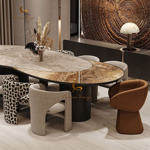 Chaises de salle à manger modernes en tissu rembourré avec structure en bois, élégantes pour cuisine, appartement, villa, taille et couleur personnalisables - Product Image 2