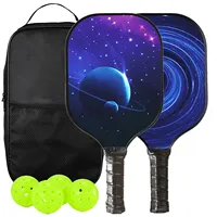 Raquette de pickleball personnalisée en fibre de verre avec surface en fibre de verre, ensemble de raquettes de pickleball, 2 raquettes, 4 balles, 1 sac