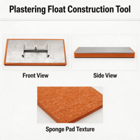 Prix de gros : Truelle de plâtrage 400x200mm avec coussinet en mousse de caoutchouc orange de 18mm