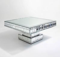 Ensemble de tables basses rectangulaires convertibles en bois massif, finition miroir, bord biseauté effet diamant écrasé, meubles de salon modernes