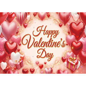 Fundo Fotográfico Personalizável com Balões de Amor e Rosas para o Dia dos Namorados, Casamento, Noivado, Chá de Panela e Festas - Product Image 4