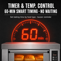 Four à pâtisserie électrique professionnel à 3 niveaux et 6 plateaux, avec une large plage de température allant jusqu'à 400 °C, pour les pizzerias, les boulangeries et les restaurants commerciaux