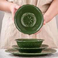Style de luxe pour hôtel restaurant fête de mariage fleur en relief vaisselle en porcelaine assiette à gâteau décorative support à gâteau à 2 niveaux