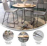 Table haute ronde moderne en MDF pour hôtel, avec pieds et base argentés réglables en hauteur, pour boîte de nuit et café en intérieur