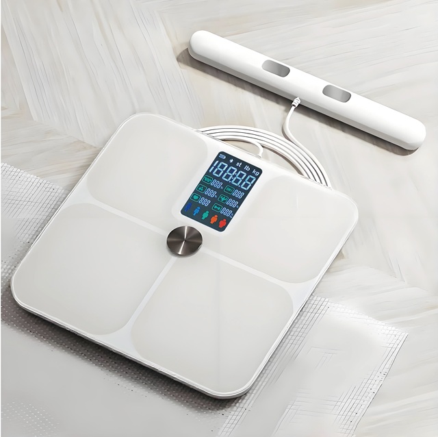 Smart 8-Electrode Body Fat Scale with Bluetooth Sync 400lb Capacity, Tempered Glass for Home Gym