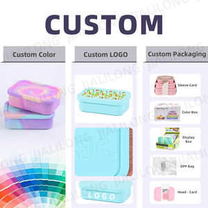Nouveau Style 700ml Boîte à lunch en silicone pour micro-ondes Conteneur rectangulaire chauffant avec un treillis pour la conservation de la fraîcheur - Product Image 3