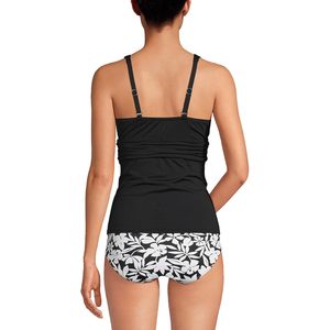 Women's V-Neck Plunge Tankini Top With Twist Detail Black Spandex Polyester <b>Bikini</b> Set - Product Image 5