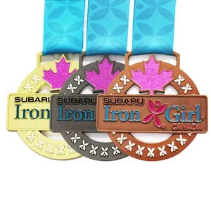 Produsen Medali Oneway Murah Grosir 3D Logam Penghargaan Emas Triathlon Maraton Olahraga Lari Medali Kustom Piala dan Medali