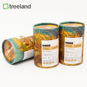 Tubo de papel redondo personalizado da caixa do chá extravagante empacotando 50G/100G/200G para bebidas que desvanecem a manipulação da impressão - Product Image 1