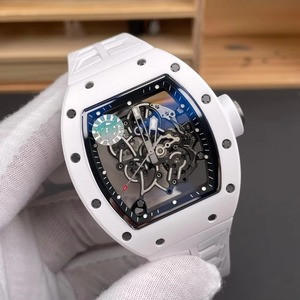 Reloj de Lujo de Alta Calidad con Tourbillon en Forma de Tonneau, Esqueleto 055, Estilo RM, Cerámica, Fibra de Carbono, Mecánico, Correa de Goma - Product Image 3