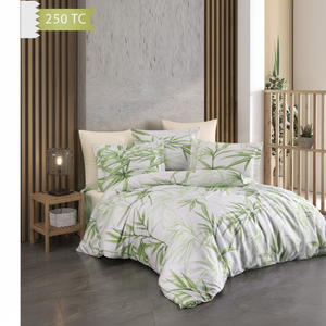 Juego de Funda Nórdica Varol 250 TC de Bambú y Algodón Satinado - Tamaño Familiar, Técnica de Tejido con Patrón de Plantas para Uso Doméstico - Product Image 3