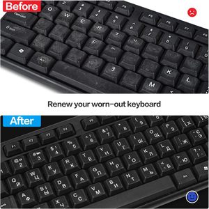 Pegatina para teclado de Ucrania, letras blancas, fondo negro, cubierta de teclado de PVC para portátil, idioma cirílico - Product Image 4