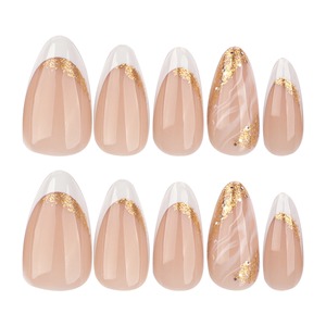 <span class=keywords><strong>Uñas</strong></span> Postizas Cortas Almendradas Blancas Francesas Clásicas <span class=keywords><strong>con</strong></span> <span class=keywords><strong>Purpurina</strong></span> Dorada Simple, 24 Piezas, 3518, Personalizables - Product Image 5