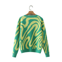 2022 automne nouvelle mode rétro tricot vêtements contraste couleur Chompas Para Mujer haut à manches longues rayé Jacquard femmes pull