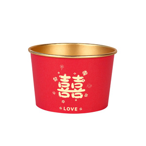 Homare Suzume Wedding <b>Red</b> <b>Paper</b> Bowls Thickened Round Bowl Set For Banquet Use - Product Image 5