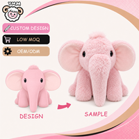 Boneka Gajah Pink Custom, Isi Kapas PP, Bordir, Boneka Hewan, Pola Potong Jahit Isian, Karakter Custom, Penghilang Stres