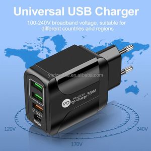 PD Charger 36W USA EU UK Charger <b>Plug</b> USB Multi-port <b>Adapter</b> 5V3A for IPhone14 13 12 QC3.0 Fast Charge - Product Image 4