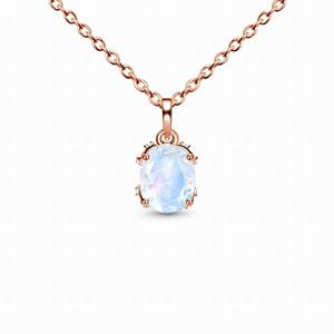 Rose Gold Plated Sterling Silver Christian Emerald Pendant <b>Necklace</b> Green Agate Claw Setting Classic Link Chain Unisex Everyday - Product Image 2