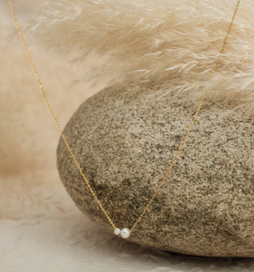 Collana minimalista di perle d'acqua dolce argento puro rotonda di 2 perle collana di perle collana di perle quotidiane gioielli di alta qualità - Product Image 5