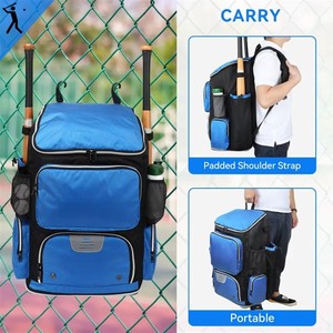 Sac à dos de baseball grande capacité extensible, sac pour équipement de softball avec compartiment ventilé pour chaussures et supports pour bâtons - Product Image 4