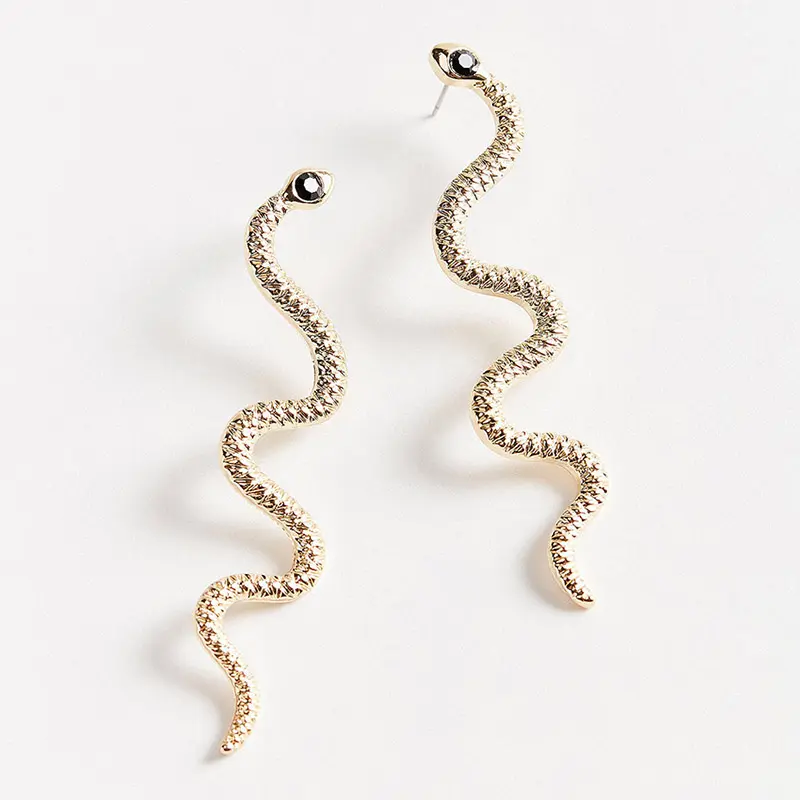 Vente en gros de boucles d'oreilles uniques en forme de serpent bijoux en argent sterling boucles d'oreilles créoles en or serpent pour femmes punk