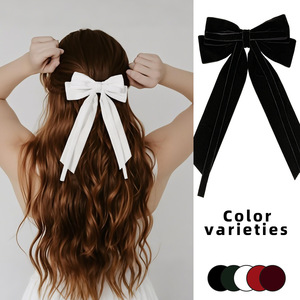 Terbaik penjual beludru busur klip rambut bayi klip rambut mewah bagian belakang kepala jepit rambut untuk wanita Natal hijau beludru pita klip rambut - Product Image 2