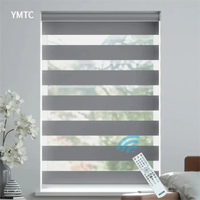 Store enrouleur électrique intelligent moderne filtrant la lumière, en tissu à motif horizontal, pour fenêtre française, pour l'intimité