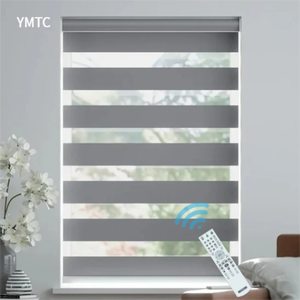 Modern Electric Smart Blind Light Filtering Roller Fabric <strong>Window</strong> <strong>Covering</strong> Horizontal Pattern for French <strong>Window</strong> Privacy Shade - Product Image 2