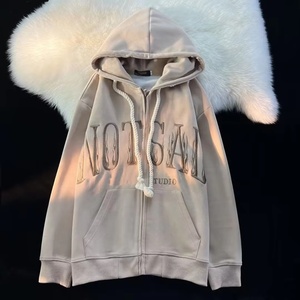 100% Bông Người Đàn Ông Zip up Hoodie Quá Khổ Tùy Chỉnh Thư Thêu Nặng 500 GSM Vải Cotton Hoodie Vá Thêu Áo - Product Image 4