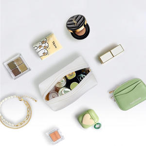 Bolsa de Cosméticos Pequeña Personalizada con Logotipo, Bolsa de Maquillaje de Cuero con Cierre, Organizador de Cosméticos de Viaje - Product Image 4