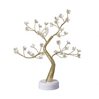 Lampe d'arbre à branches dorées Z-Bend, lumière chaude, fleurs de trèfle, base blanche LED, ambiance festive, éclairage décoratif d'intérieur