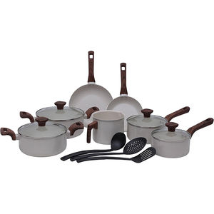 Casseroles et poêles modernes en aluminium antiadhésif avec manche en bois peint, granit et fer pour la cuisson à l'induction, logo personnalisé, artisanat forgé - Product Image 1