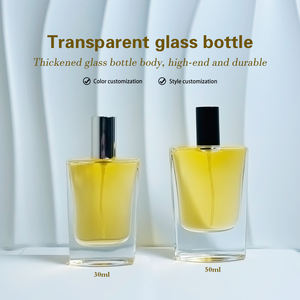 Botol parfum kaca transparan wanita, penyemprot kaca kosmetik bulat kosong persegi panjang 30Ml 50Ml - Product Image 2