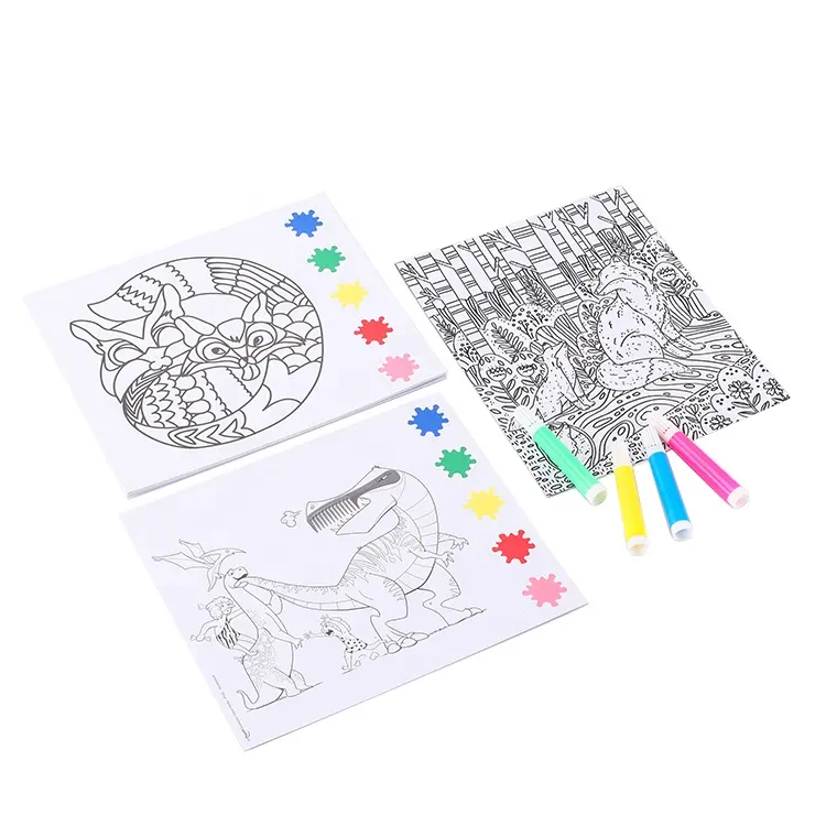 Livro de desenho infantil personalizado com bolinhas de água para graffiti, livro de papel com pigmentos