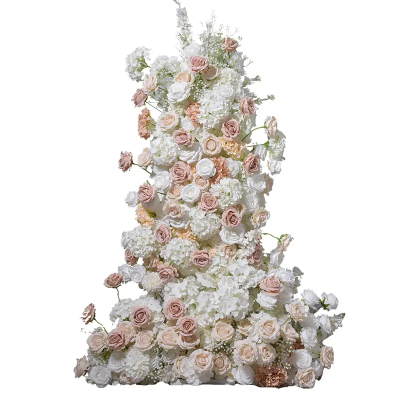 Flor Artificial Personalizada de Color Blanco y Rosa, Decoración Creativa de Boda, Telones de Fondo, Flor Artificial Rosa