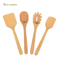 Ensemble d'ustensiles de cuisine modernes en bois de hêtre, 4 pièces, fabrication de précision, cuillères de cuisine haute densité, cuillère à pâtes, cadeau écologique