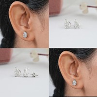 Boucles d'oreilles clous en argent sterling 925 plaqué or vintage, serties de moissanite taille brillant micro-incrustée, pour femme, élégantes, les plus vendues