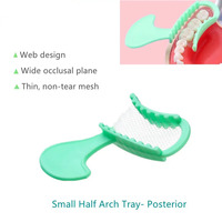 Plateau d'impression dentaire coloré en plastique pour empreinte complète (arc, quadrant avant, quadrant arrière) avec filet de fixation