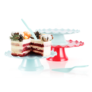 Custom Design Melamine <strong>Cake</strong> Spoon and Knife and <strong>Cake</strong> <strong>Stand</strong> <strong>Set</strong> With Full Color Decal - Product Image 1