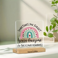 Panneau de table rectangulaire en acrylique 2D imprimé UV et gravé au laser – Ornement de design moderne inspirant pour les femmes et les travailleurs sociaux