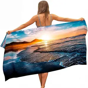 Большое прямоугольное быстросохнущее полотенце из переработанного микрофибры и хлопка для пляжа, плавания, серфинга, бассейна