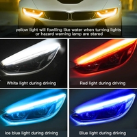 Luz LED diurna flexible e impermeable de 60 cm para coche, tira LED secuencial con modo de escaneo, luces direccionales DRL LED