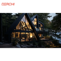 Ventana Panorámica de Aluminio Circular Moderna DERCHI, Diseño de Triple Acristalamiento Templado, para Villa Americana o Canadiense, Estilo Fijo y Abatible