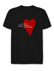 T-Shirt Elegante Casual da Donna con Stampa Cuore Rosso e Testo in Francese, Collo Tondo, Manica Corta, Tessuto Traspirante, Taglie S-XXL, Per Tutte le Stagioni - Product Image 1