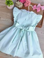 Robe espagnole vintage mi-longue pour filles, vert menthe, brodée à la main, motif floral, respirante, fabrication OEM/ODM, vente en gros Jiefute