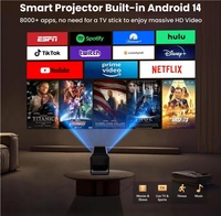 Projecteur vidéo portable Full HD 1080p avec système Android 14, mise au point automatique Keystone, écran LCD sans fil, mise à jour V1 Pro, mini projecteur 4K pour cinéma maison